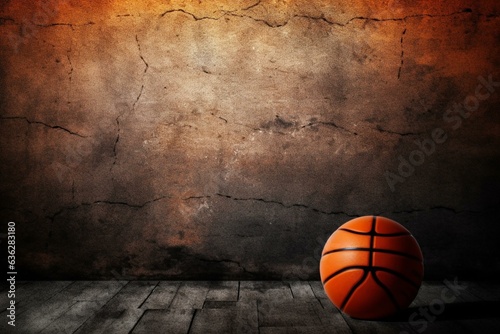 A gritty basketball backdrop in orange and black hues. Generative AI © Ilya