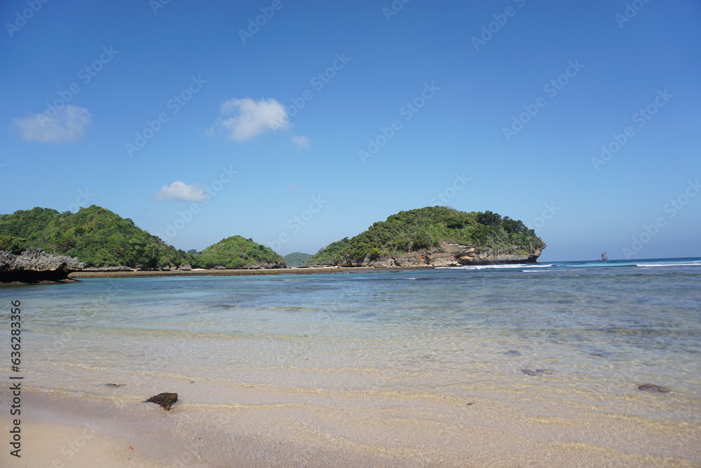 a beach with the name Teluk Asmara in Malang, East Java, Indonesia