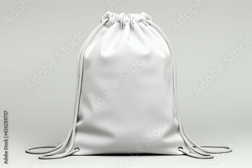 Elegant pairing plain white bag secured by a contrasting black drawstring rope Generative AI