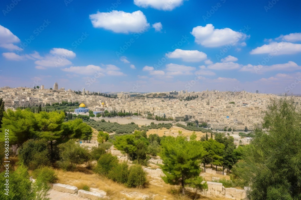 Panoramic view of breathtaking Jerusalem. Generative AI