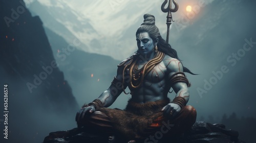 Shiva - The hindu god of destruction.generative ai
 photo