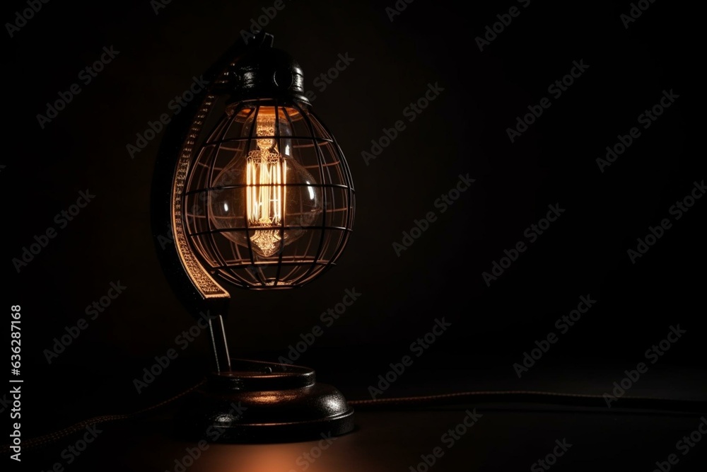 A 3D lamp with a black background. Generative AI