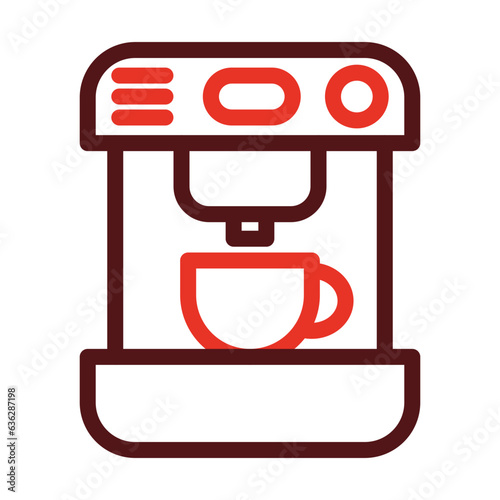 Coffee Machine Thick Line Two Colors Icon Design