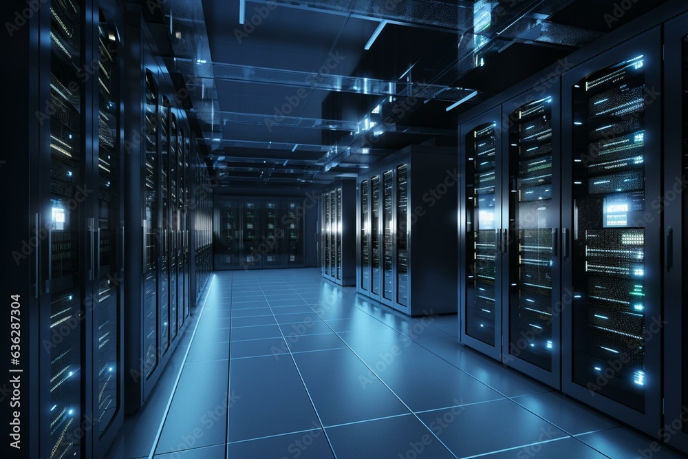 Data center for servers and computing equipment. Generative AI