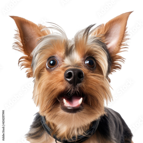 Surprised Yorkshire Terrier dog with Huge Eyes.