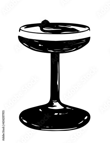 Cocktail glass, alcoholic drinks, hand drawn vector illustrations, bar menu