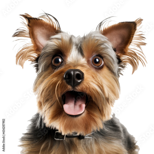 Surprised Yorkshire Terrier dog with Huge Eyes.