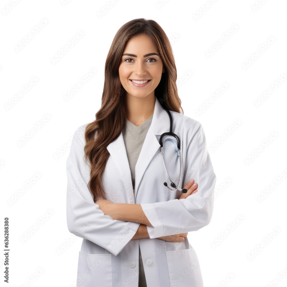 Doctor lady friendly smiling arms crossed. Doctor lady friendly smiling arms crossed.