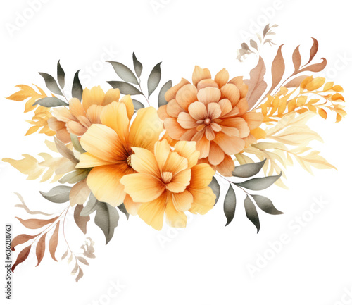 Watercolor Background With Flowers isolated.