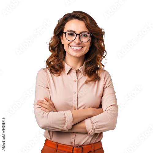 Teacher lady friendly smiling arms crossed.