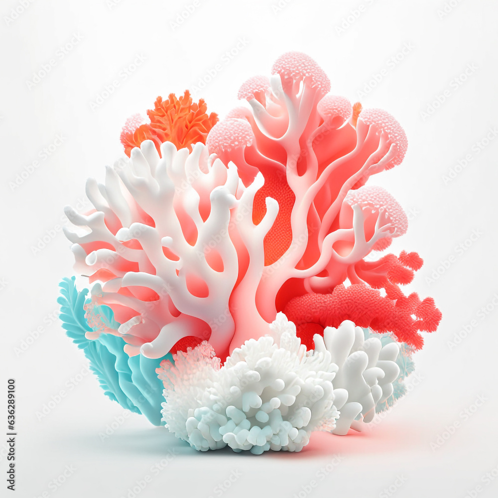 coral white background generative AI