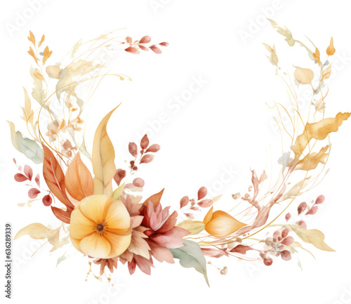 Watercolor Flower Border isolated.