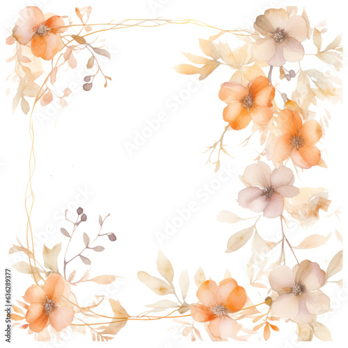 Watercolor Flower Border isolated.