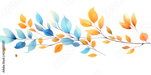 Autumn flowering watercolor leaves isolated