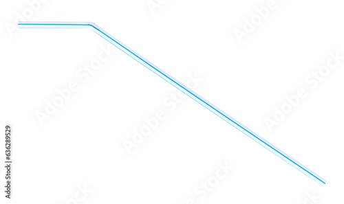 disposable white and blue plastic drinking straw cutout on white background