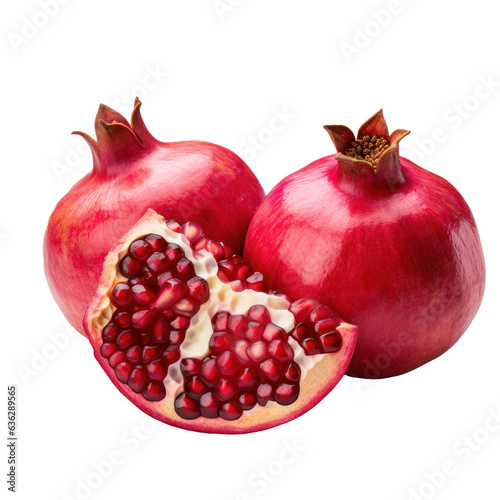Ripe half of pomegranate fruit isolated
