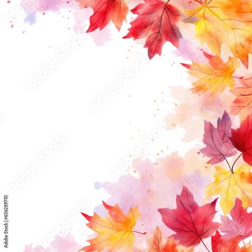Autumn background with watercolor maple leaves