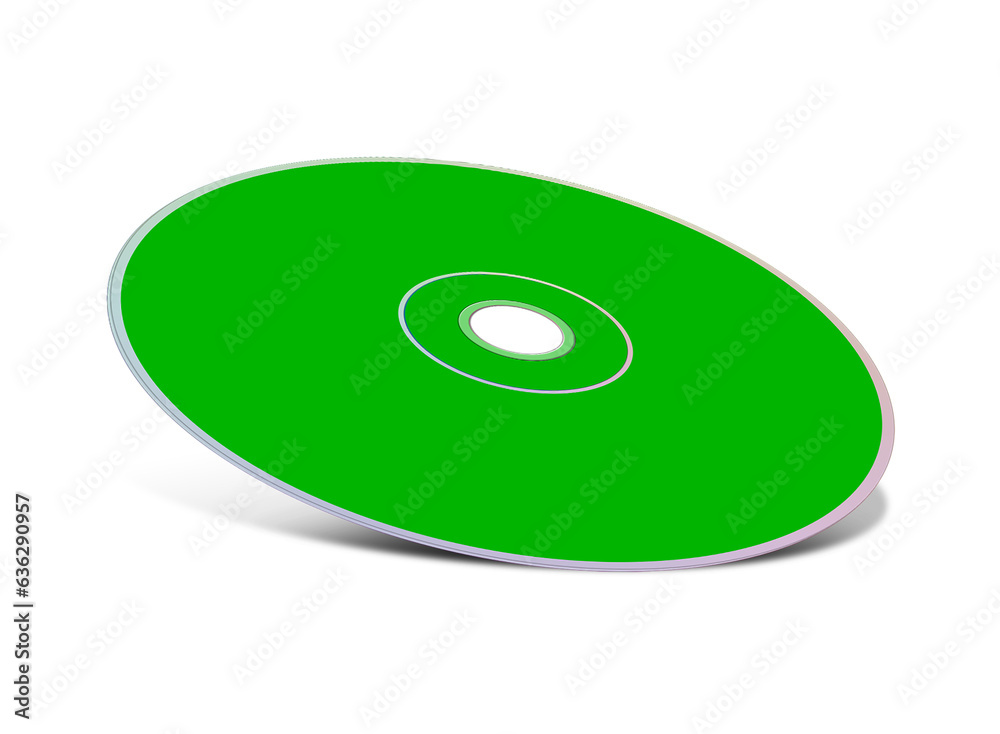 CD or DVD blank template green for presentation layouts and design. 3D rendering. CD or DVD blank template green for presentation layouts and design. 3D rendering.