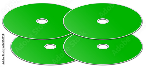 CD or DVD blank template green for presentation layouts and design. 3D rendering.