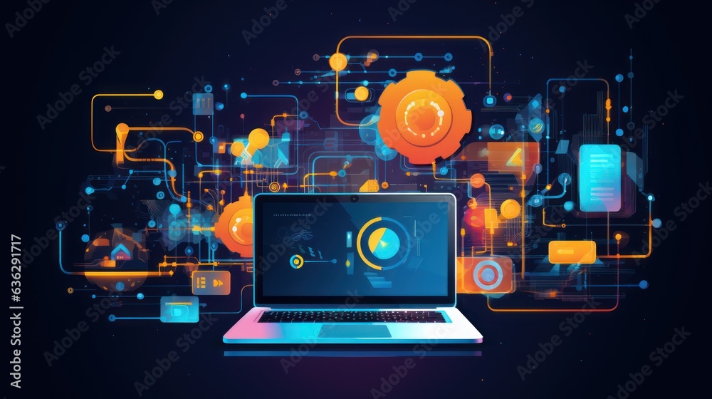 Fototapeta premium Modern Technology IT Solutions illustration