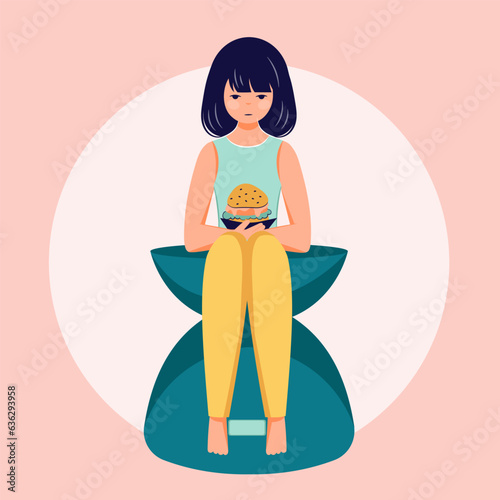 Eating disorder concept anorexia bulimia problem flat person illustration
