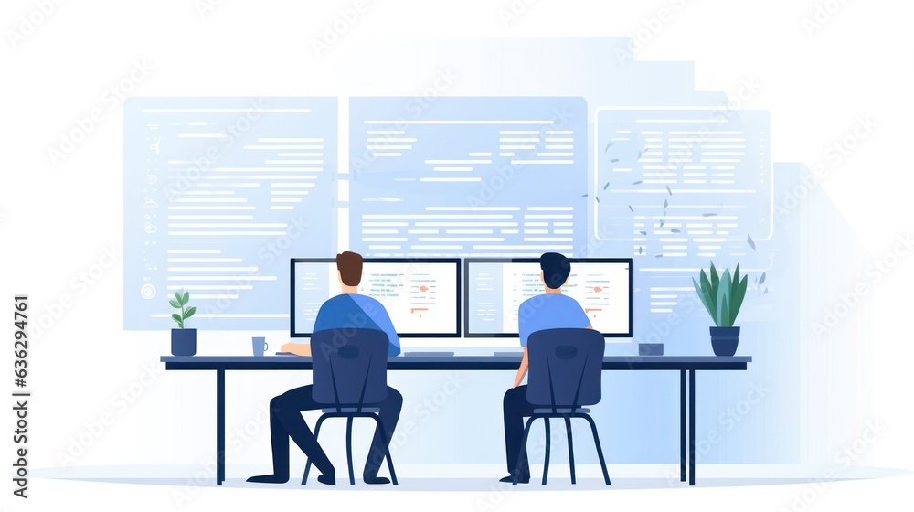 Obraz premium People sitting in front of the computer and write computer code