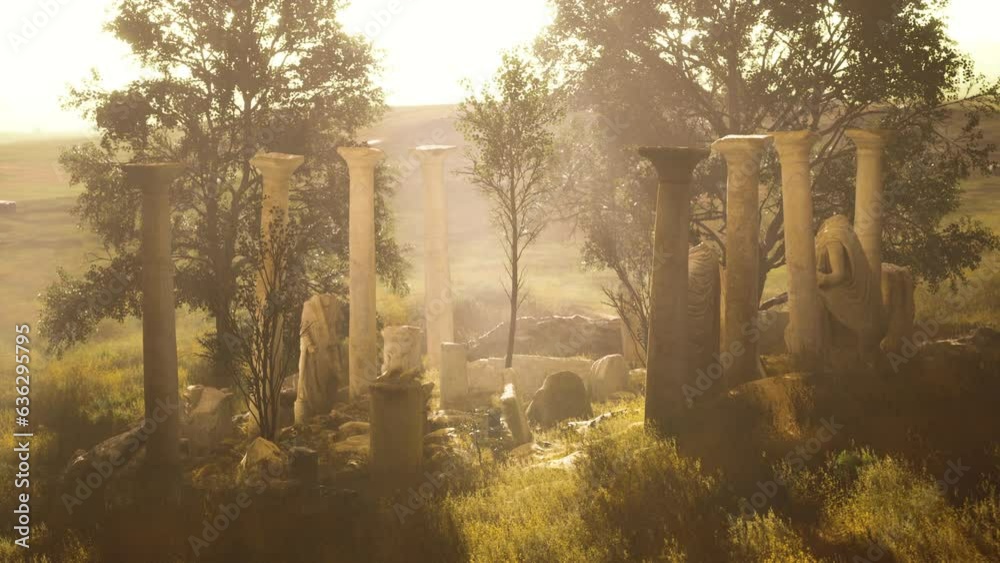 ancient roman ruins with broken statues