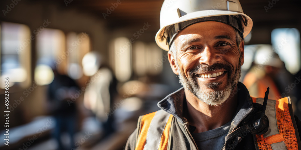 Hardworking Builder on Construction Site: A photo of a builder working hard at a construction site, dedicated to his job. Hardworking Builder on Construction Site: A photo of a builder working hard at a construction site, dedicated to his job.