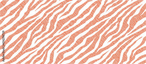 seamless pattern of wavy embroidered with zebra textured pattern. 
