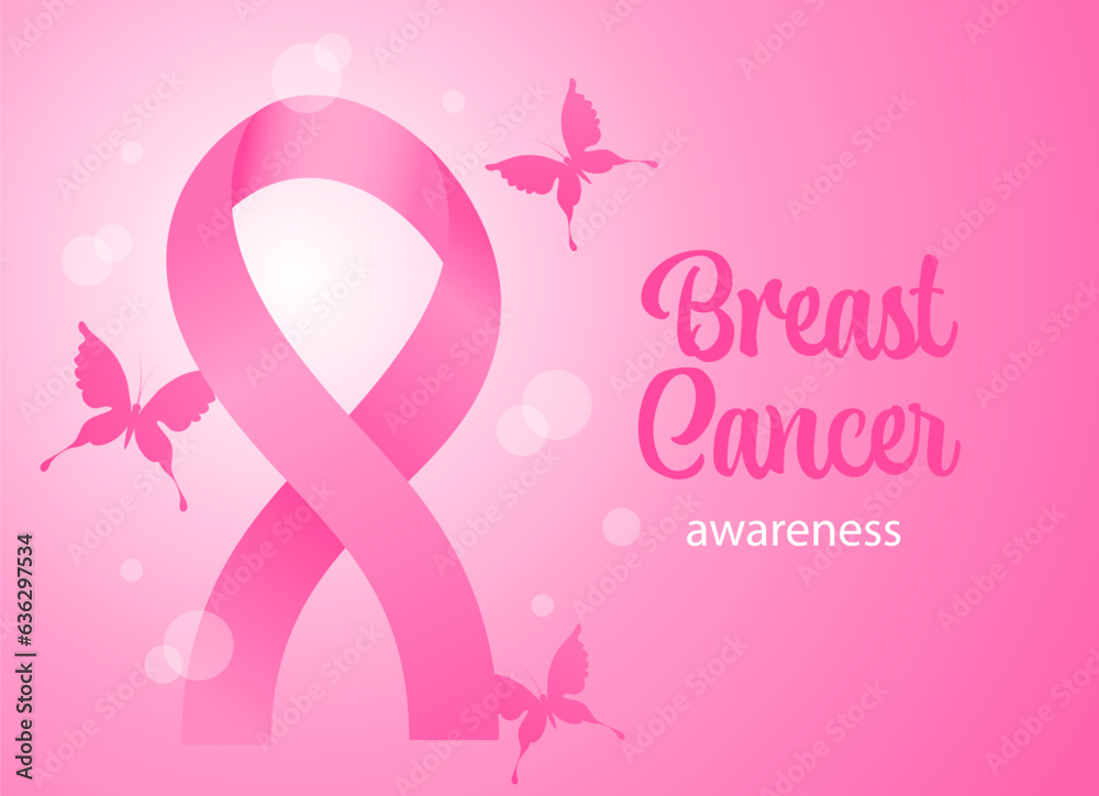 Breast Cancer Awareness Ribbon Background. Health care and medical info. Butterfly and pink ribbon. Vector illustration Breast Cancer Awareness Ribbon Background. Health care and medical info. Butterfly and pink ribbon. Vector illustration
