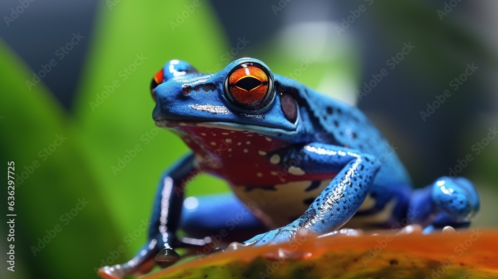 a closeup on a blue color tree frog a closeup on a blue color tree frog