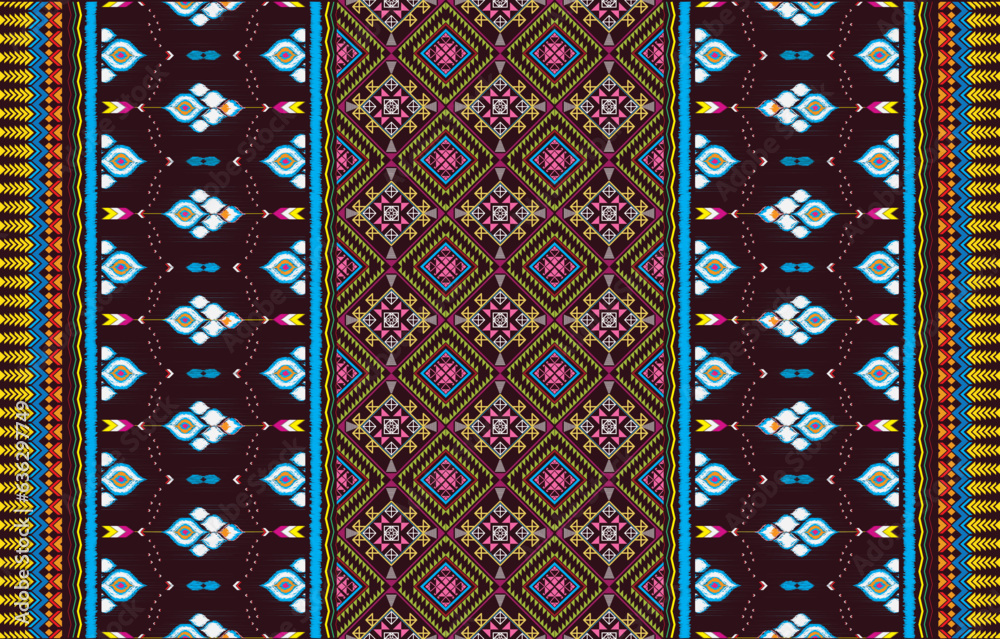 Geometric vector background with sacral tribal ethnic elements. Traditional triangles gypsy geometric forms sprites tribal themes apparel fabric tapestry print
