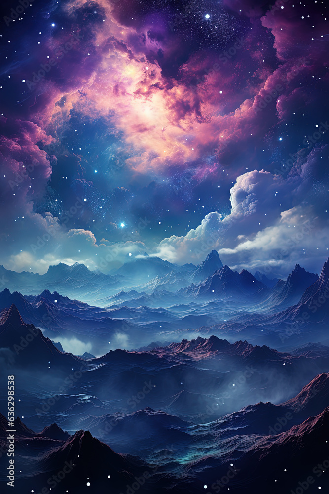 Abstract illustration of the Beautiful Cosmos Space Galaxy Background
