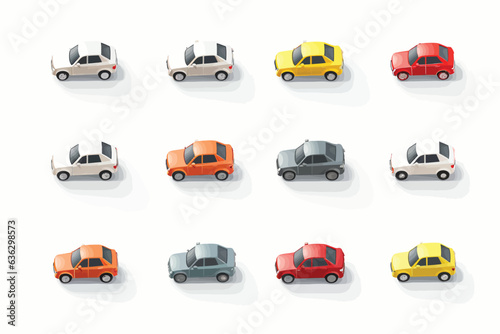 cars set isometric vector flat minimalistic isolated illustration