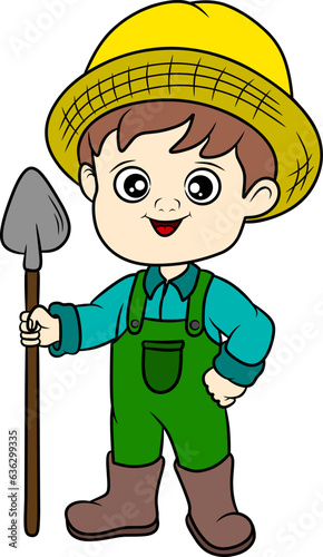 Kids farmer cartoon character vector illustration