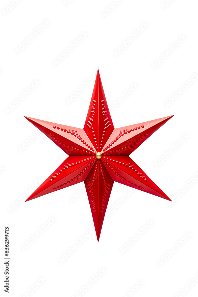 A red Christmas Star on a white background isolated PNG A red Christmas Star on a white background isolated PNG