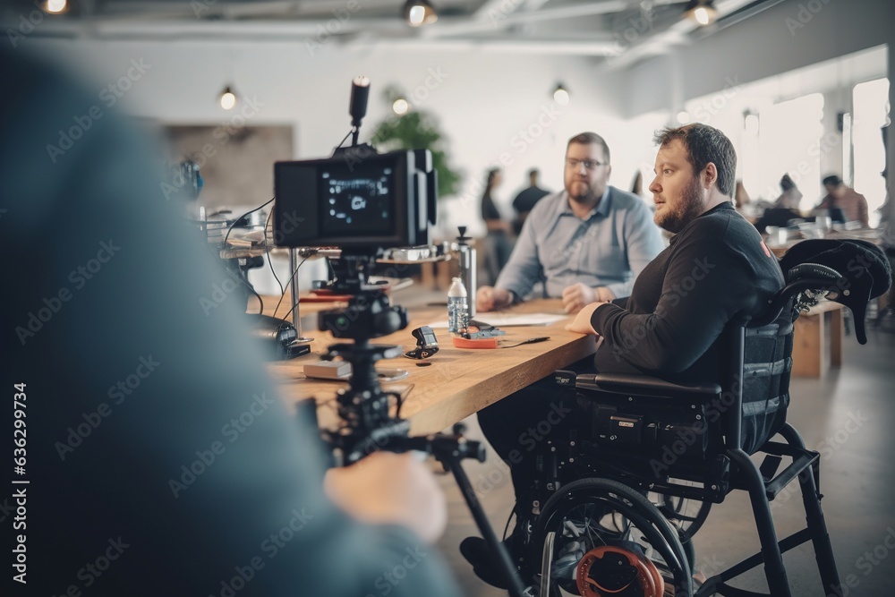 Wheelchair And Disability At filming studio. Wheelchair And Disability At filming studio.