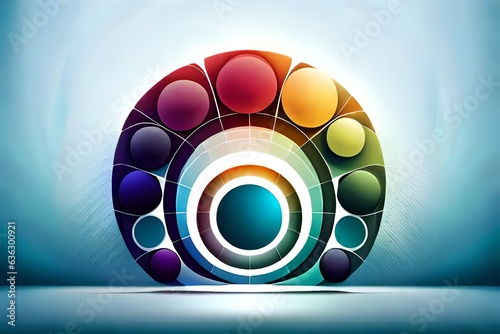 Colorful circles and sectors. Art geometric shapes in glass morphism style. A...