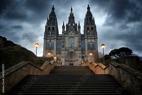 Iconic cathedral in Galicia, Spain. Generative AI