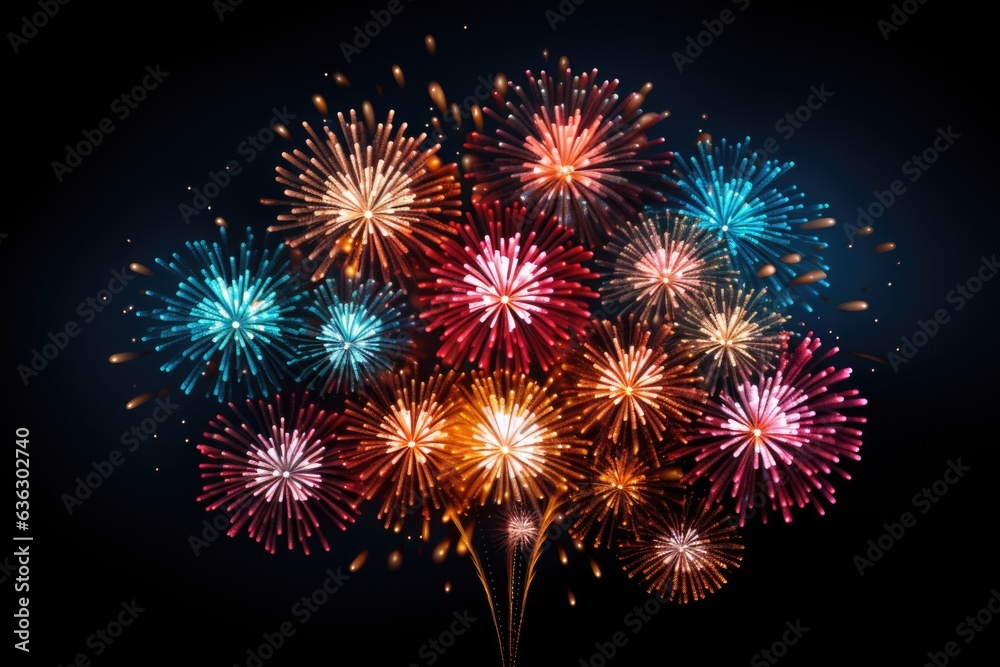 Fireworks - abstract digital illustration on black background Fireworks - abstract digital illustration on black background