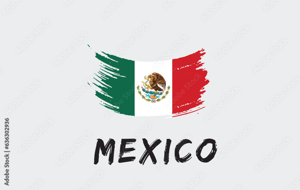 Mexico brush painted national country flag Painted texture white background National day or Independence day design for celebration Vector illustration Mexico brush painted national country flag Painted texture white background National day or Independence day design for celebration Vector illustration