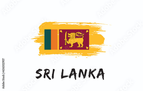 Sri Lanka brush painted national country flag Painted texture white background National day or Independence day design for celebration Vector illustration