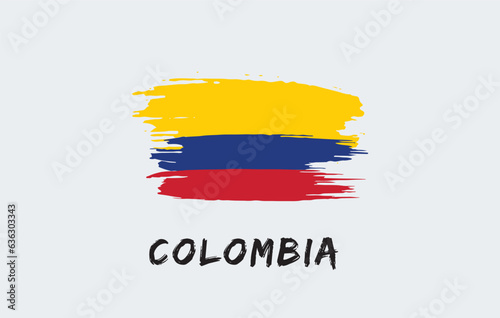 Colombia brush painted national country flag Painted texture white background National day or Independence day design for celebration Vector illustration