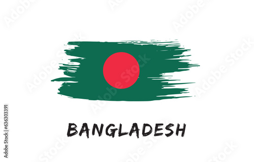 Bangladesh brush painted national country flag Painted texture white background National day or Independence day design for celebration Vector illustration