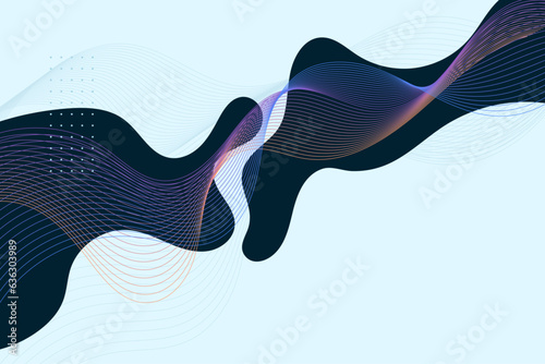 Science grid waves and neon lines background llustration