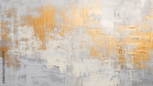 Abstract gold oil painting art with rough texture on wall