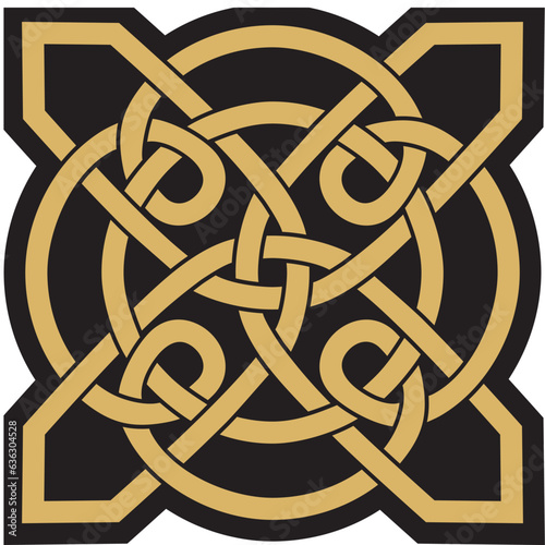Vector gold and black Celtic knot. Ornament of ancient European peoples. The sign and symbol of the Irish, Scots, Britons, Franks..
