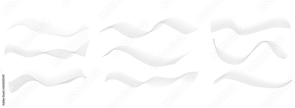 Dotted halftone waves set. Flowing wavy lines patterns. Abstract liquid shapes, wave effect dotted gradient textures. Curve textures with halftone circular point isolated on white background Dotted halftone waves set. Flowing wavy lines patterns. Abstract liquid shapes, wave effect dotted gradient textures. Curve textures with halftone circular point isolated on white background