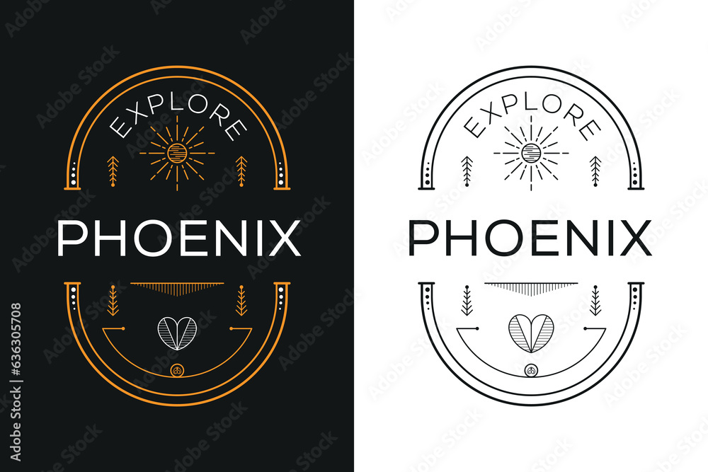 Phoenix City badge Design, Vector illustration.
