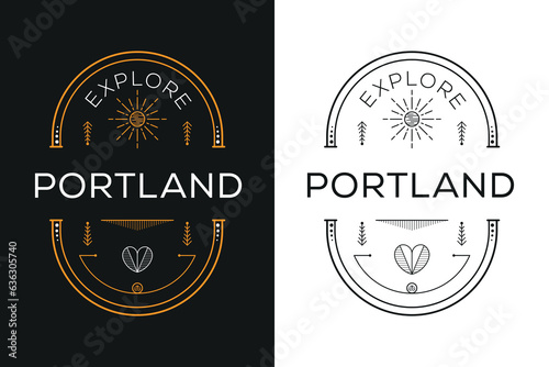 Portland City badge Design, Vector illustration.